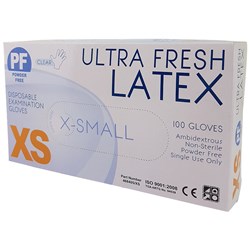 ULTRA FRESH Latex gloves - extra small - powder free - clear